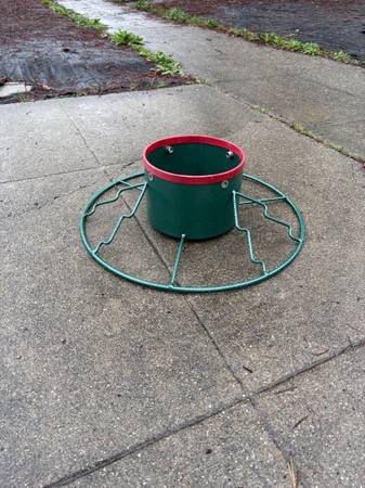 FREE large metal Christmas tree stand, curbside 1