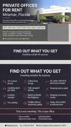 PRIVATE OFFICES FOR RENT Miramar, Florida 1