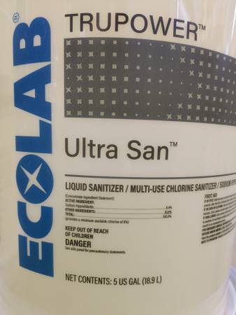 Ecolab TruPower Ultra San (6113961) Liquid Sanitizer for Ware Washing 1