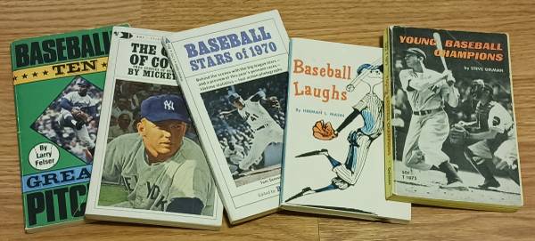 5 Vintage Baseball Books Mickey Mantle Joe DiMaggio Koufax Clean 1