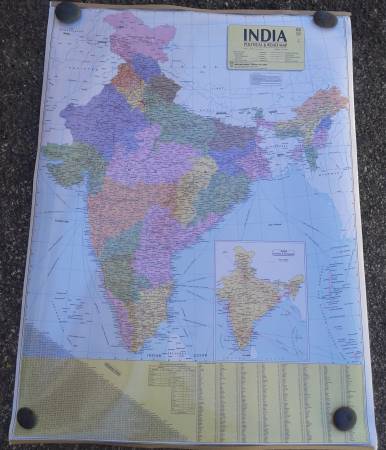 Map of India - Political & Road Laminated - $10 (Santa Monica)63471470302083121