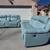 Leather Power recliner living room set.  Powder Blue color. 11 thumbnail