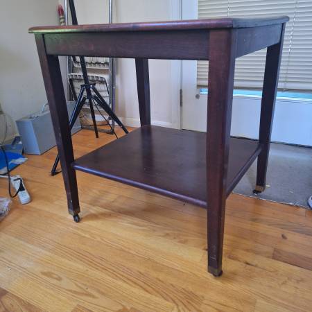 Modern Solid Wood Table w casters 1