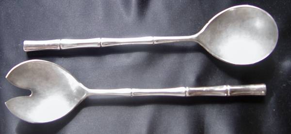 Vintage Made in Italy Salad Serving Set Bamboo Motif 1