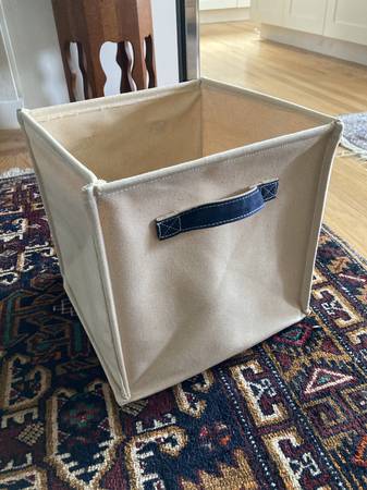 Two square canvass collapsible storage tote with handles 1