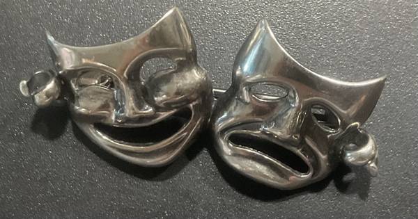 Beau Comedy Tragedy Theater Sterling Silver Brooch 1