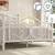 Full Size Bed Frame with Butterfly Pattern Design Headboard, White Modern Metal  5 thumbnail