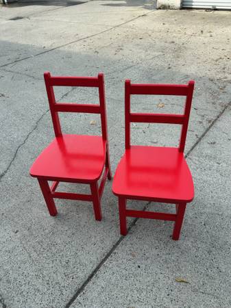 Set of 2 bright red kids chairs 1