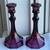 Two Beautiful Translucent Glass Violet or Burgundy Candle Holders 1 thumbnail