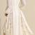 Pleated V neck long sleeve A line chiffon lace midi dress 2 thumbnail