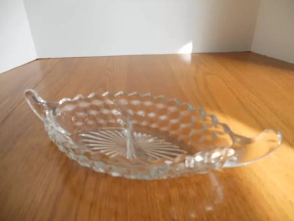 FOSTORIA AMERICAN DIVIDED VEGETABLE BOWL ELEGANT DEPRESSION GLASS 1