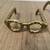 TWO- Decorative Metal Textured Gold Glasses Structure-Vintage Art Deco 2 thumbnail