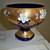 BOHEMIA Czech COBALT Pedestal BOWL ~ 7 3/4" ~ Gold & Flowers ~ Sticker 2 thumbnail