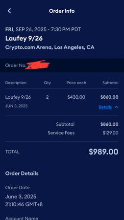 Laufey 9/26 Crypo.com arena LA 2x tickets 1