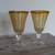Pair Studio Art  Hand Blown Bubble Amber Water Wine Goblets Glasses 2 thumbnail
