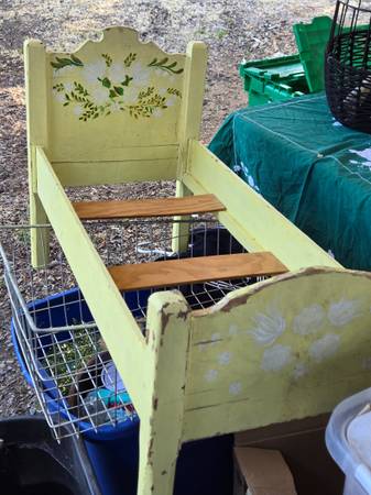 Old wood doll bed frame 1