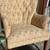 vintage Queen Anne style wingback chair upholstered floral fabric accent chair W 4 thumbnail