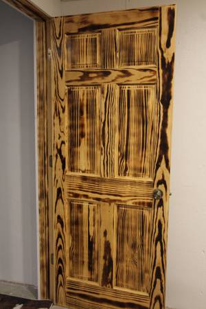 Burned Wood Pine Prehung Interior Door - New 1