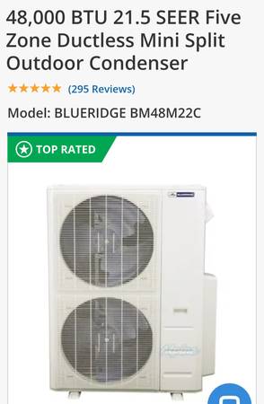 Blueridge 48,000 BTU Split AC with 2 indoor evaporator units 1