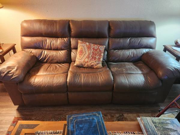 Electric Brown Leather Sofa Recliner 1