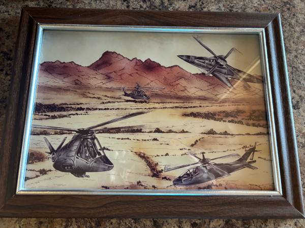 Vintage Helicopter Artwork Print 1