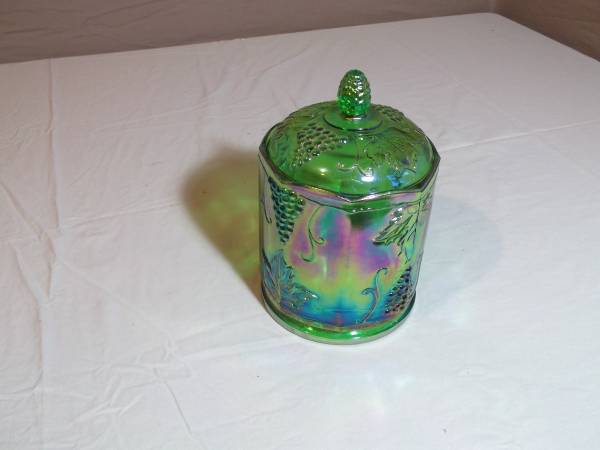 Carnival Glass Harvest Grape Cookie Jar 1