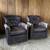 Pair of 2 Charcoal Gray Swivel Tufted Nailhead Armchairs 1 thumbnail