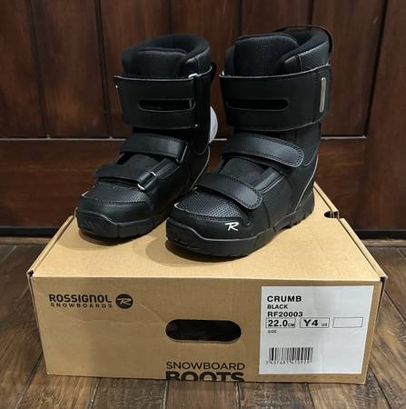 New with Box Black Youth Rossignol Crumb Snowboard Boots Size 4 22.0cm 1