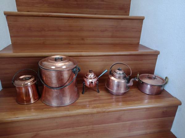 5 pcs of Vintage can/pot in copper 1
