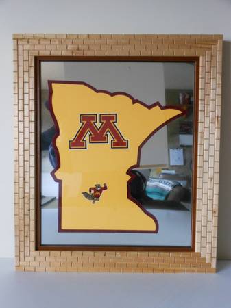 #262 Minnesota State dropout with Goldie on a framed mirror 1
