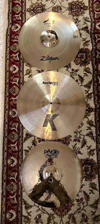 THREE, NEW Hi-End Cymbals wBAG! “K”/‘A-Custom’/‘Paiste’ Crash Bundle 1