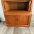 VINTAGE TEAK DESK WITH TWO SETS OF TAMBOUR DOORS 3 thumbnail