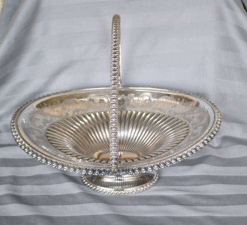 Antique Mid-19th Century Ornate  Silverplate Bride's Basket 1