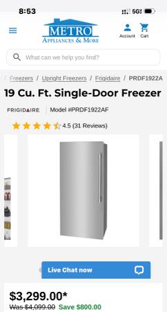Perfect condition Frigidaire Pro commercial freezer 1
