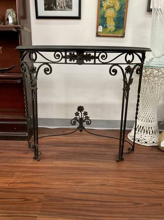 1930s Iron Base Console Table 1