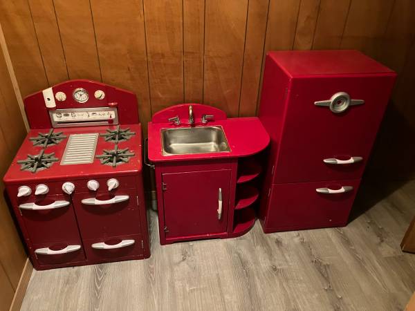 Pottery Barn Kids red retro kitchen set of 3 1