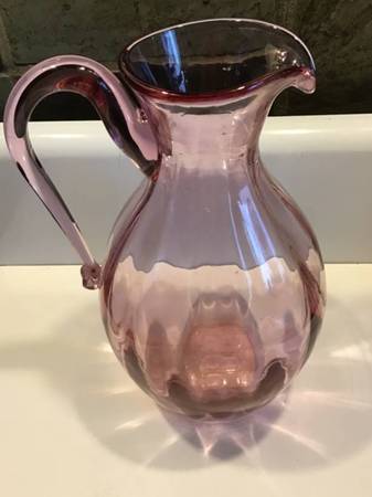 Beautiful 1963-1964 blenko #645 rare rose color hand blown pitcher 1