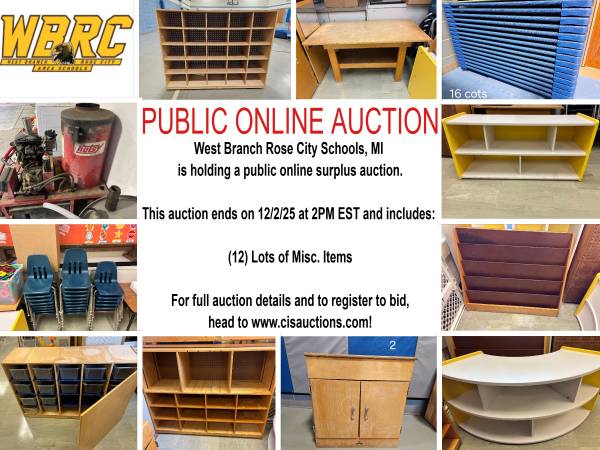 Public online surplus auction for West Branch Rose City Schools 1