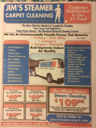 Carpet Cleaning Special *** Jim's Steamer Carpet 1