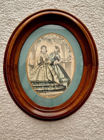 Antique Deep Well Oval Picture Frame with optional Print 1
