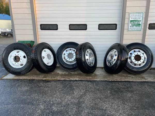 22.5 Alcoa rims with Goodyear 16 ply tires brand new takeoffs factory 1