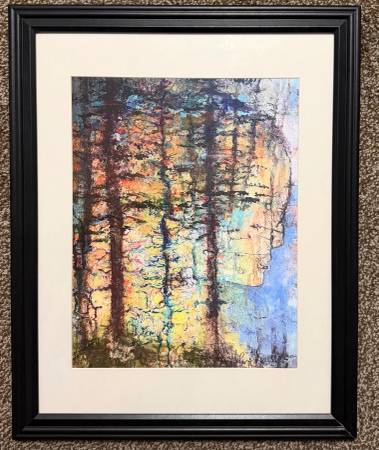 Beautiful Framed Print of Faces in the Trees by PNW Artist, 20” x 16” 1