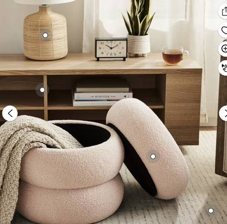 Mainstays Boucle Cloud Storage Ottoman, Blush 1
