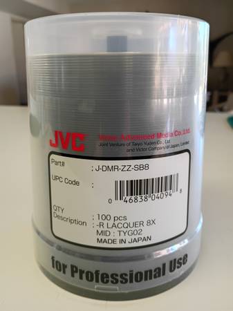JVC Silver Thermal & Silkscreen Printable DVD-Rs 8X speed 100 count Ne 1