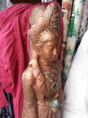 LARGE CEMENT STATUE BUDDHIST FEMALE GODESS BUDDHA - $299 1