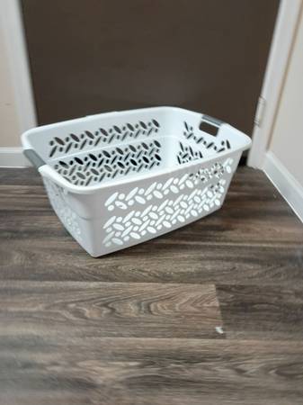 Laundry Basket - White, Rectangular Laundry Basket - 27"LX20"WX11"H 1