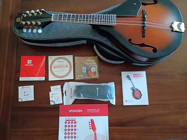 New Mandolin - Solid Spruce Top, Many Extras, plus Case 1
