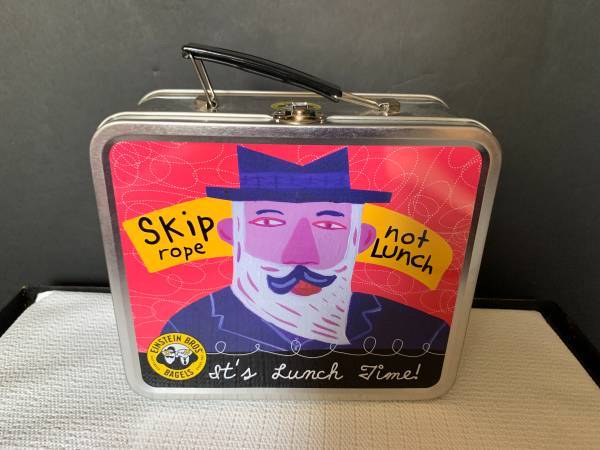 NEW! Vintage 2001 Einstein Bros Skip Rope Not Lunch Tin Lunchbox 1