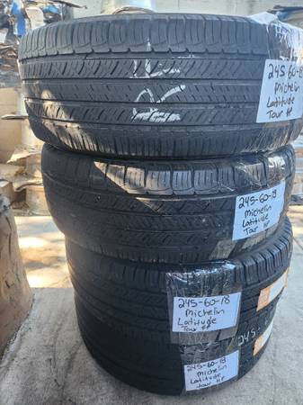 SET OF (4) FOUR MICHELIN LATITUDE TOUR HP 245/60R18 USED TIRES 