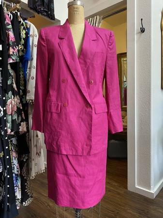 Two Piece Max Mara 100% Linen Blazer And Skirt 1